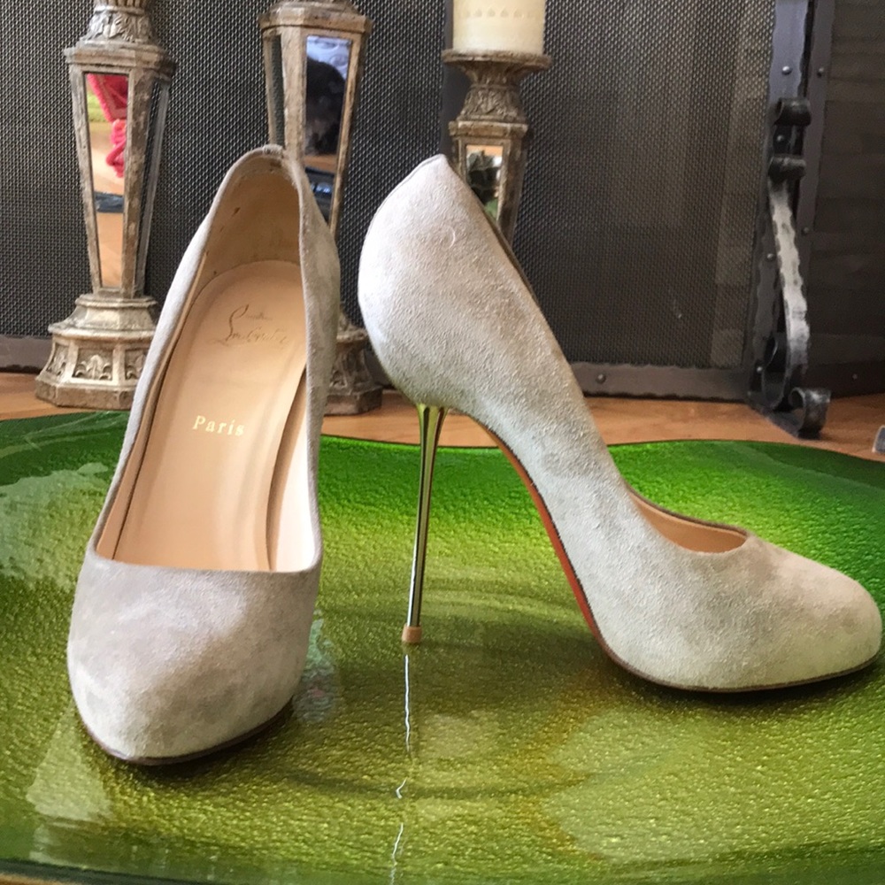 Christian Louboutin Big Lip gray suede pumps